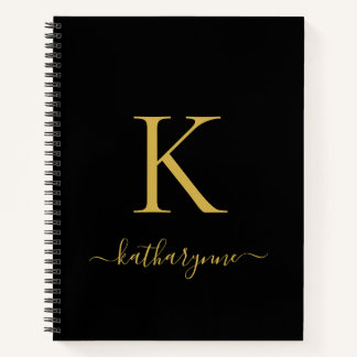 Eleganter Name für das Schwarze Gold Monogram Scri Notizbuch