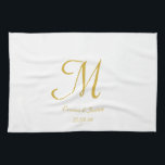 Eleganter Name für die Monogramm-Farbe Weiß und Go Geschirrtuch<br><div class="desc">Einfache Elegant White and Gold Monogram Name Küchentuch</div>