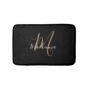 Eleganter Name für moderne Schwarze Gold Monogram- Badematte