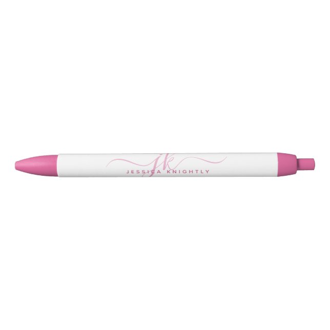 Eleganter Name für rosa Skriptmonogramm Kugelschreiber (Vorderseite)