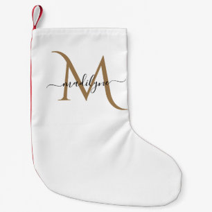 Eleganter Name für Schwarz-Gold Monogram-Skripte Kleiner Weihnachtsstrumpf