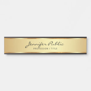 Eleganter Name für schwarze und goldene Typografie Türschild