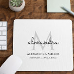 Eleganter Name in Schwarz und Weiß, moderne Monogr Mousepad<br><div class="desc">Dieses schlichte,  elegante,  stilvolle Schwarz-Weiß-Design zeichnet sich durch Ihren personalisierten Namen,  Ihre Monografie und Ihren Geschäftstitel in trendiger,  stilvoller Topografie aus. Dieser Artikel kann und ein ausgezeichnetes Geschenk für Sie,  Ihre Familie und Freunde.</div>
