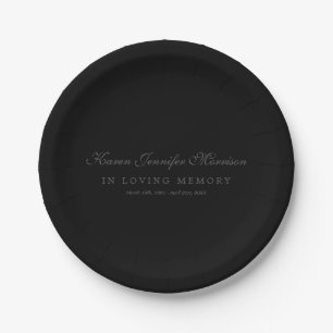 Eleganter Name in Script Black in Love Memory Pappteller