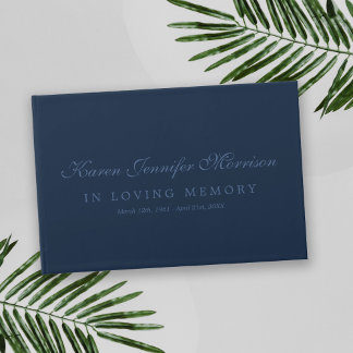 Eleganter Name in Script Navy Blue in Love Memory Gästebuch