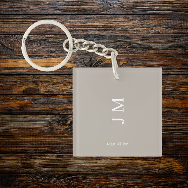 Eleganter Name & Initials Gray Schlüsselanhänger (Von Creator hochgeladen)