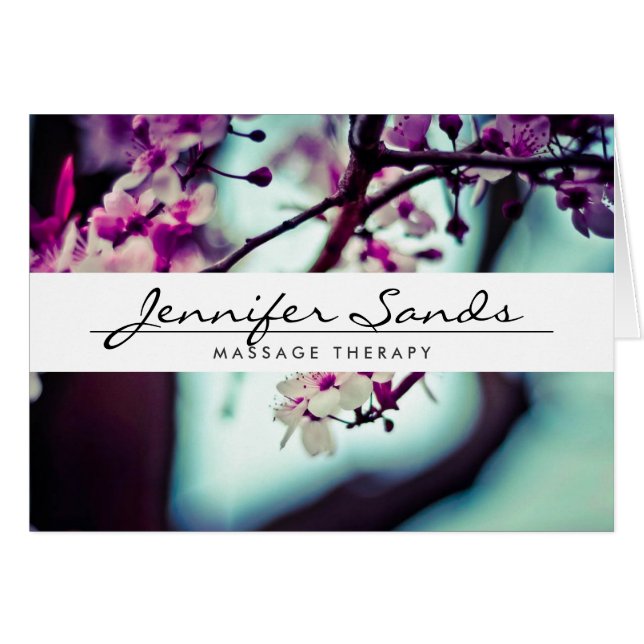 ELEGANTER NAME MIT CHERRY BLOSSOMEN Faltkarte (Vorderseite (Horizontal))