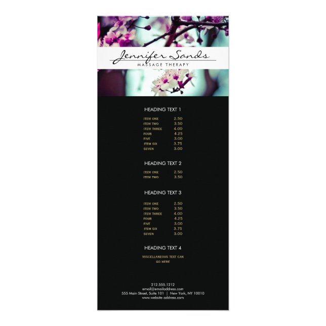 ELEGANTER NAME MIT CHERRY BLOSSOMS Rack Card Werbekarte (Vorne)