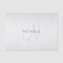 Eleganter Name Monogram & Thin Gray Ombre Streifen Seidenpapier