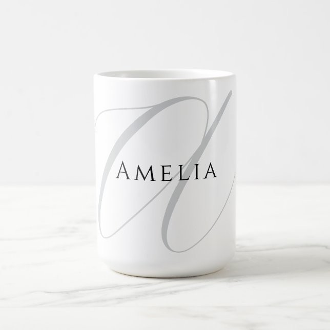 Eleganter Name Monogramm Anfangsbuchstabe Kalligra Kaffeetasse (Mittel)