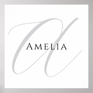 Eleganter Name Monogramm Anfangsbuchstabe Kalligra Poster