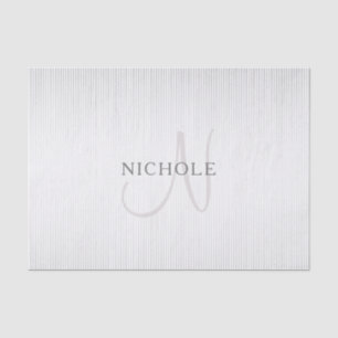 Eleganter Name Monogramm & dünne graue Ombre-Strei Seidenpapier