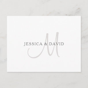 Eleganter Name Monogramm   Weiß & Grau Postkarte