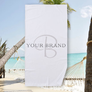 Eleganter Name Monogramm Weiß und Grau Strandtuch