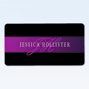 Eleganter Name & monogrammierte Initialen Adressaufkleber