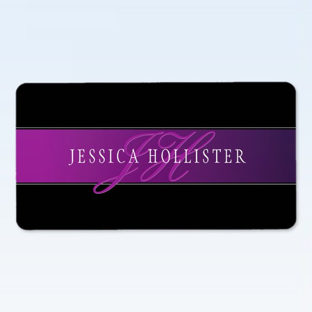 Eleganter Name & monogrammierte Initialen Adressaufkleber (Von Creator hochgeladen)