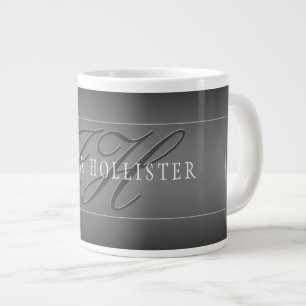 Eleganter Name & monogrammierte Initialen Schwar Jumbo-Tasse