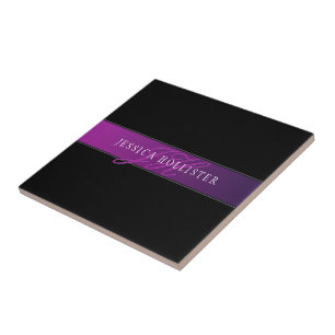 Eleganter Name & monogrammiertes Initial/Initialen Fliese