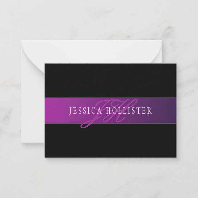 Eleganter Name & monogrammiertes Initial/Initialen Mitteilungskarte (Vorderseite)