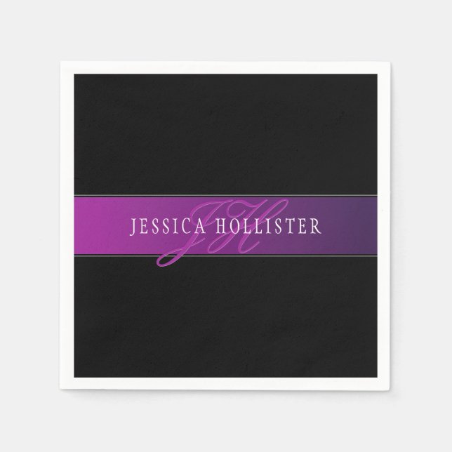 Eleganter Name & monogrammiertes Initial/Initialen Serviette (Vorderseite)