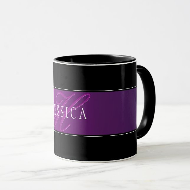 Eleganter Name & monogrammiertes Initial/Initialen Tasse (VorderseiteRechts)