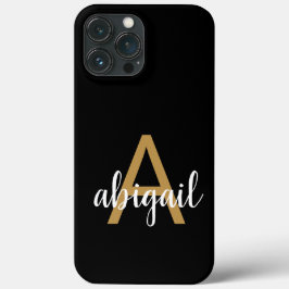 Eleganter Name Schwarz Gold Moderne Monogram  Case-Mate iPhone Hülle