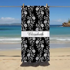 Eleganter Name Schwarz/Weiß Strandtuch