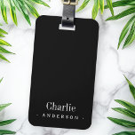 Eleganter Name und Kontaktinformationen schwarz Gepäckanhänger<br><div class="desc">Elegante,  minimale,  schwarze Gepäckmarke mit Ihrem individuelle Name und Kontaktinformationen.</div>