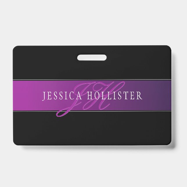 Eleganter Name und Mit Monogramm Initial/s Ausweis (Vorderseite)
