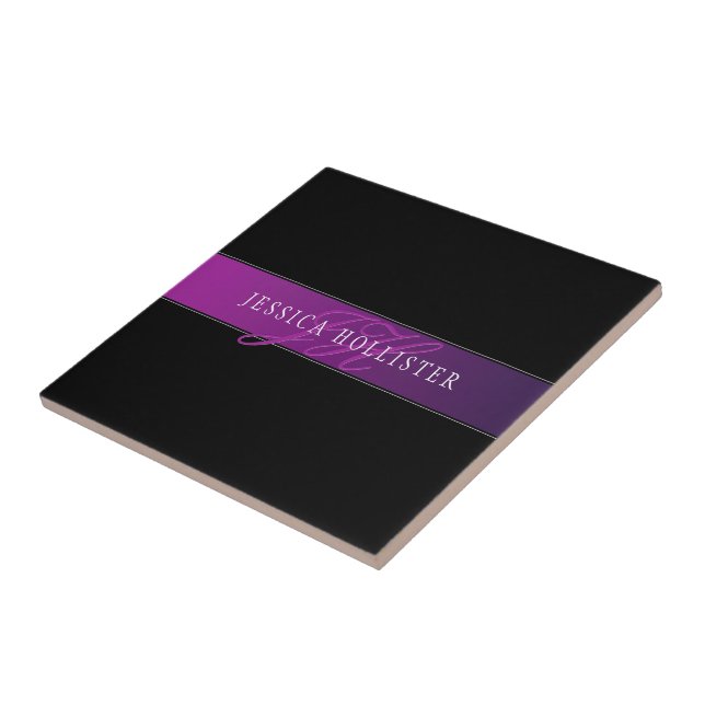 Eleganter Name und Mit Monogramm Initial/s Fliese (Seite)