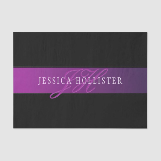 Eleganter Name und Mit Monogramm Initial/s Seidenpapier (Vorderseite)