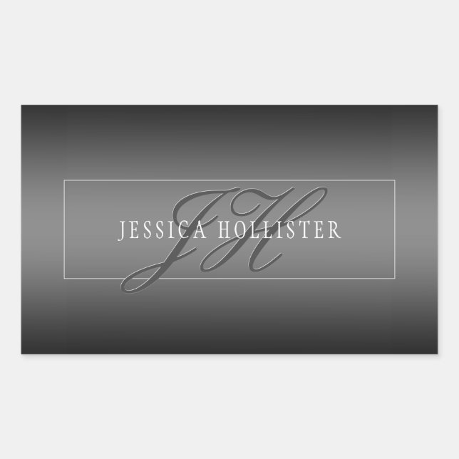Eleganter Name und Mit Monogramm Initialen | Schwa Rechteckiger Aufkleber (Vorderseite)