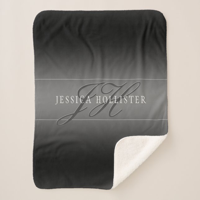 Eleganter Name und Mit Monogramm Initialen | Schwa Sherpadecke (Vorderseite)