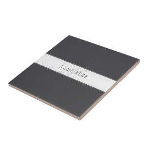 Eleganter Name und Monogramm   Dunkel und leicht g Fliese