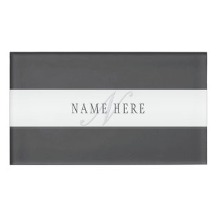 Eleganter Name und Monogramm Dunkel und leicht g Namenschild