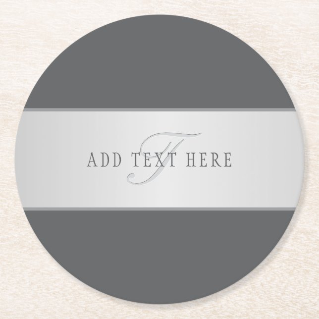 Eleganter Name und Monogrammschrift (oder anderer  Runder Pappuntersetzer (Vorderseite)