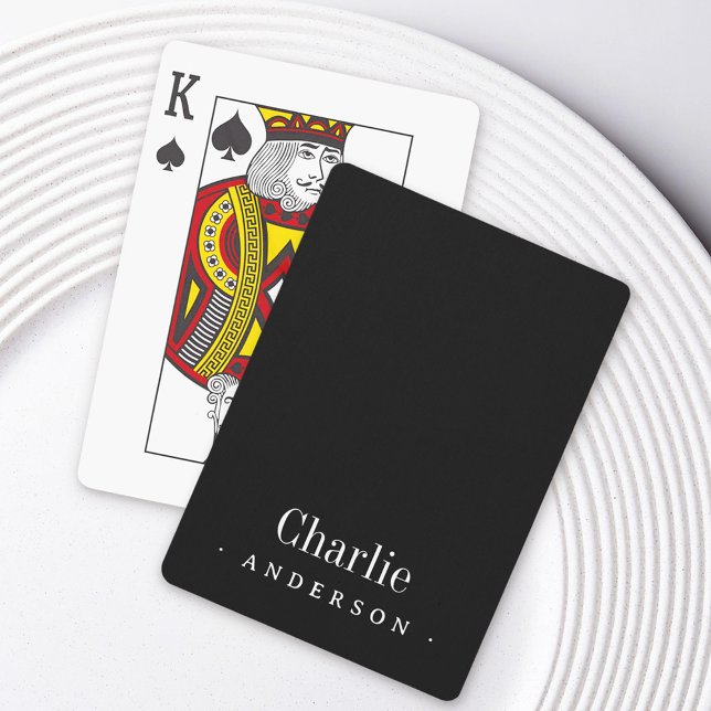 Eleganter Name und Name schwarz Spielkarten (Elegant name and surname black poker cards)