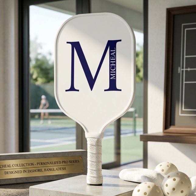 Eleganter Name und personalisiertes Monogramm Pickleball Schläger (Von Creator hochgeladen)