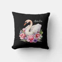 Eleganter Name Watercolor Floral Black Swan Daught