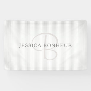 Eleganter Namensmonogramm & dünne graue Ombre-Stre Banner