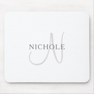Eleganter Namensmonogramm Weiß & Grau Mousepad