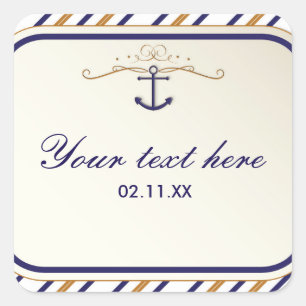 Eleganter Nautical Anchor Gold Streifen Sticker