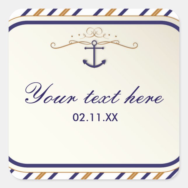 Eleganter Nautical Anchor Gold Streifen Sticker (Vorderseite)