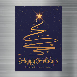 Eleganter Navy Blau Goldener Weihnachtsbaum Magnet
