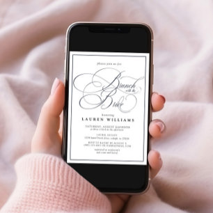 Eleganter Navy Blue Calligraphy Brunch mit Bride Einladung