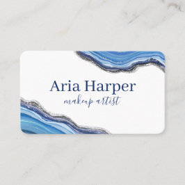 Eleganter Navy & Blue Geode Gold Glitzer Agate Visitenkarte