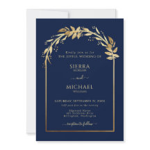 Eleganter Navy Blue Golden Foliage Wedding Arch