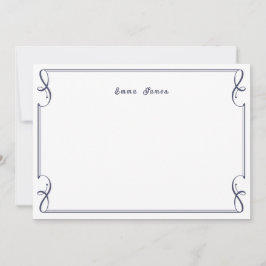 Eleganter Navy Blue Monogram Border Personalisiert Mitteilungskarte