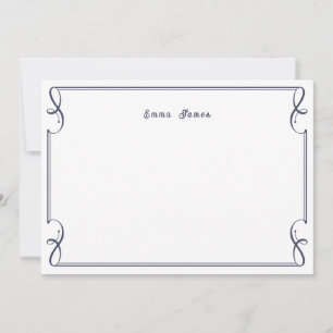 Eleganter Navy Blue Monogram Border Personalisiert Mitteilungskarte