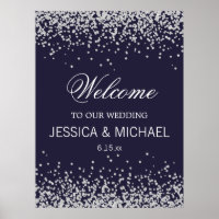 Eleganter Navy Blue Sparkling Silver Glitzer Hochz